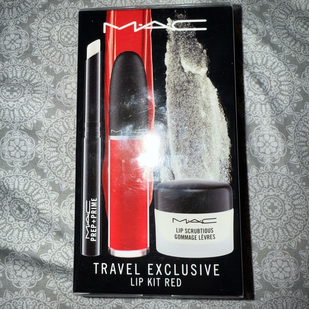 MAC Cosmetics Lip Kit Red -Travel Exclusive Red lipstick, Lip primer &Lip scrub